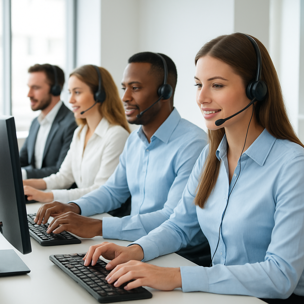 Customer support team answering calls at the Haryana Packers And Movers office